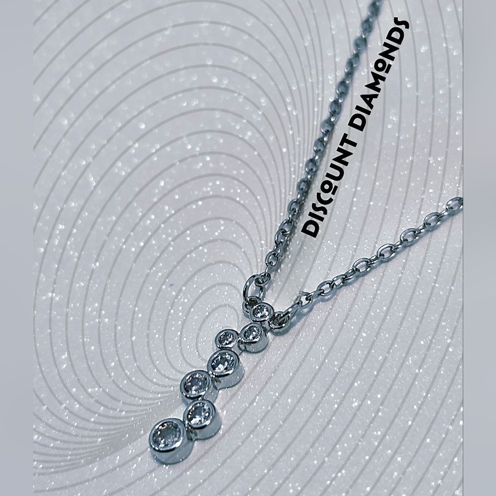 Clear White Round Diamond Pendant Necklace 10K White Gold on 925 Silver